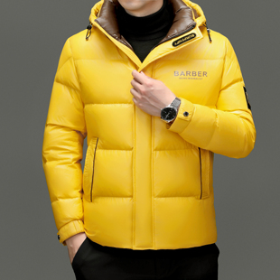 黄色连帽羽绒服加厚保暖过年服喜庆外套男装 花花公子2025冬季 新款