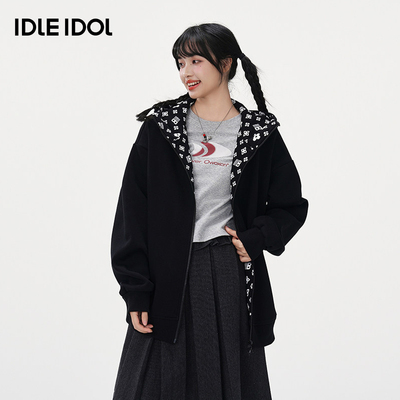 IdleIdol美式连帽拉链卫衣