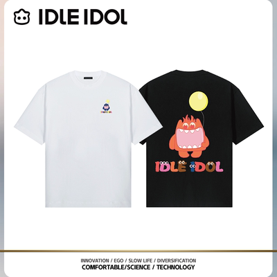 Idle Idol新款2025潮牌夏季休闲时尚情侣宽松百搭男女短袖上衣T恤
