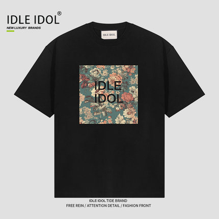 Idle Idol夏季花卉短袖T恤男女款潮流宽松休闲潮牌时尚百搭体恤衫