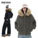 美式 Idle Idol秋冬季 夹克外套夹棉帆布水洗男女厚毛领情侣派克服