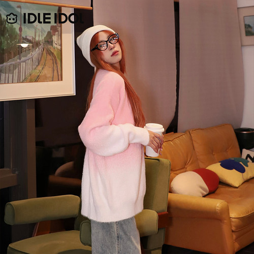 idleidol渐变色针织毛衣