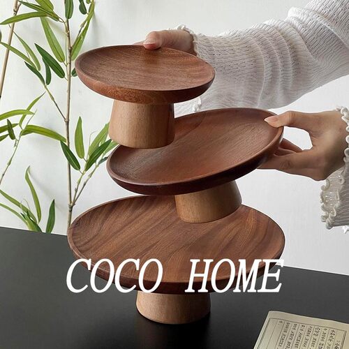 COCO跨境相思木高脚摆盘样品陈列展示台蛋糕托盘饰品摆盘甜品点心