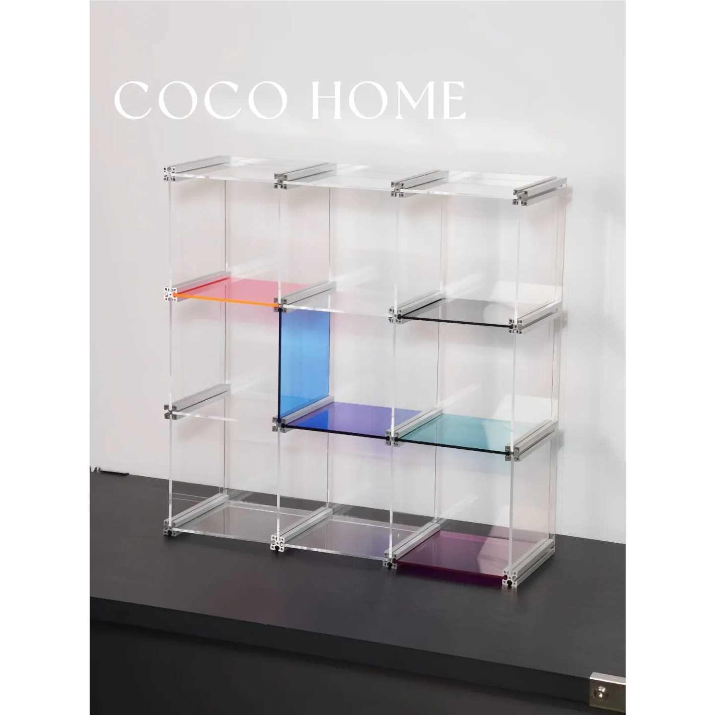 COCO 亚克力桌面置物架分格架摆件收纳架透明置杯DIY手工展示架