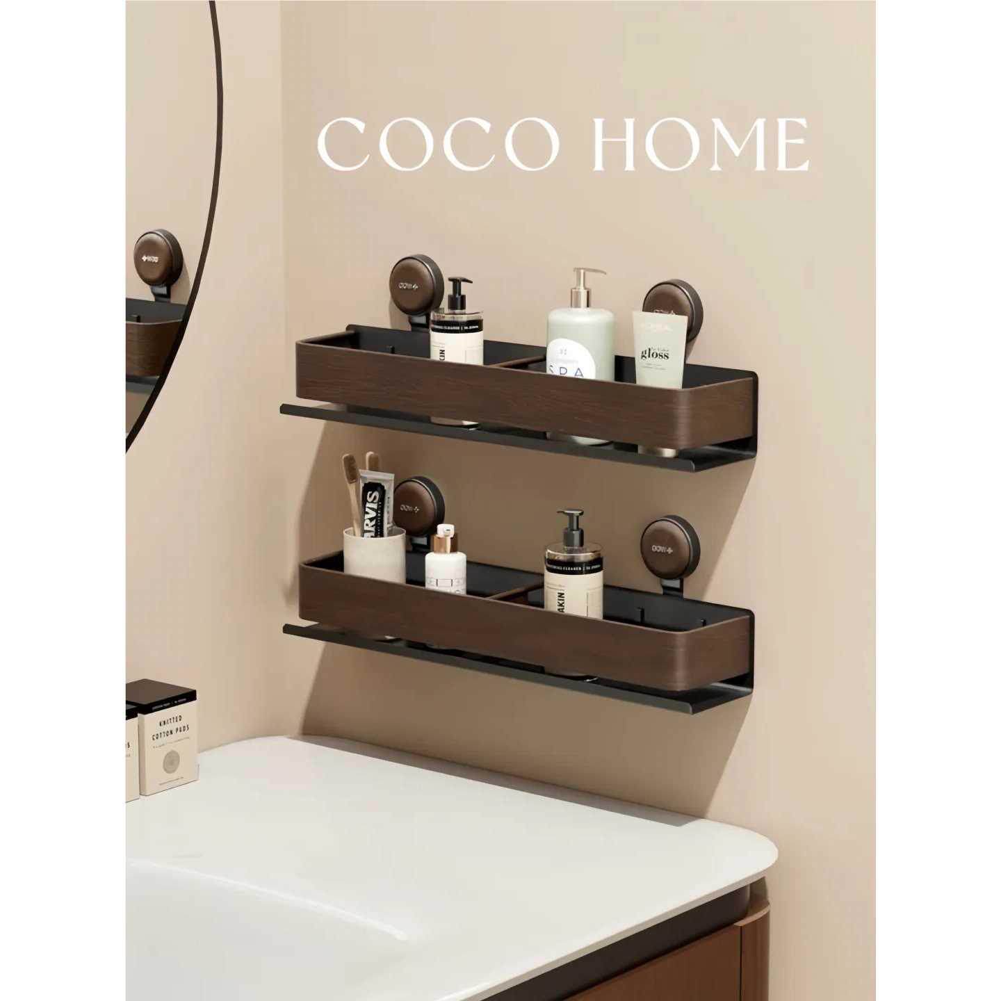 COCO 吸盘浴室置物架厕所洗漱台洗手卫生间壁挂式免打孔墙上收纳