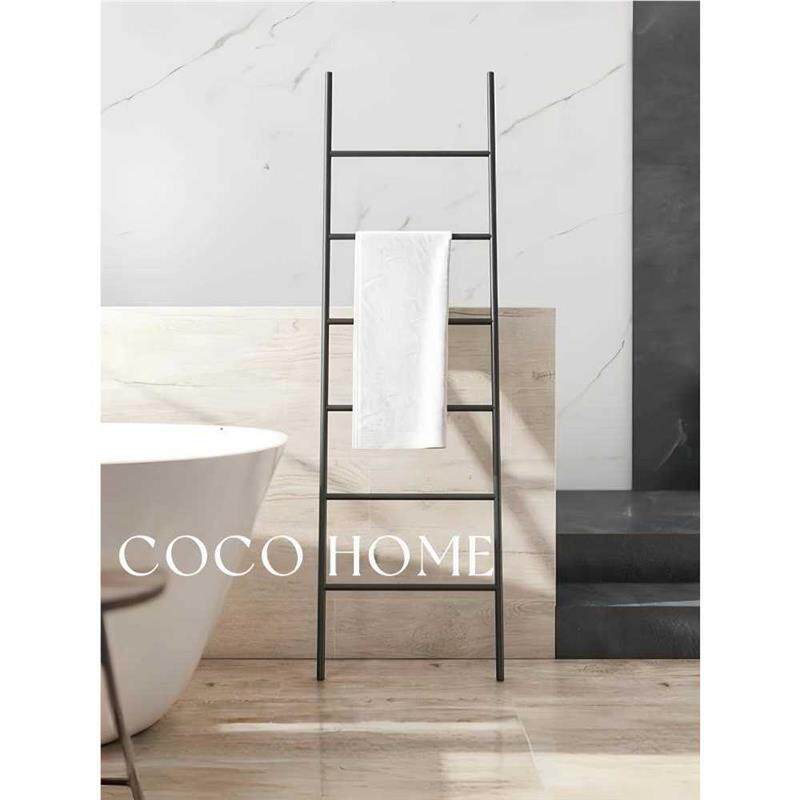 COCO 北欧卧室铁艺靠墙衣帽架落地式梯子形衣服收纳挂衣架毛巾架