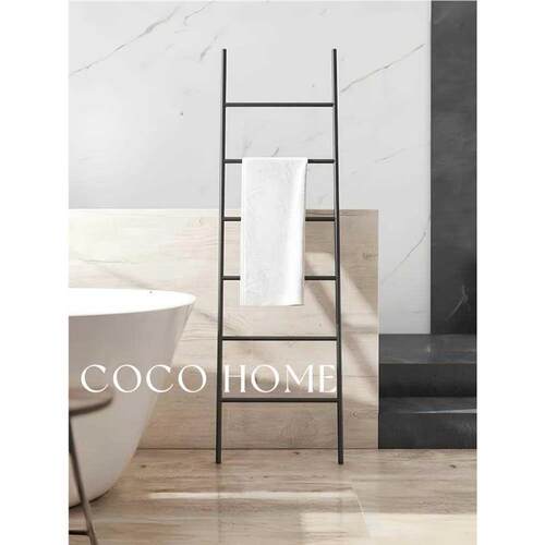 COCO 北欧卧室铁艺靠墙衣帽架落地式梯子形衣服收纳挂衣架毛巾架