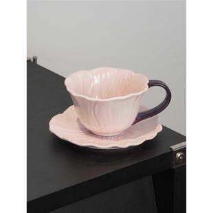 COCO 特别好看的咖啡杯子小众设计女士高颜值拿铁杯绝美杯碟套装