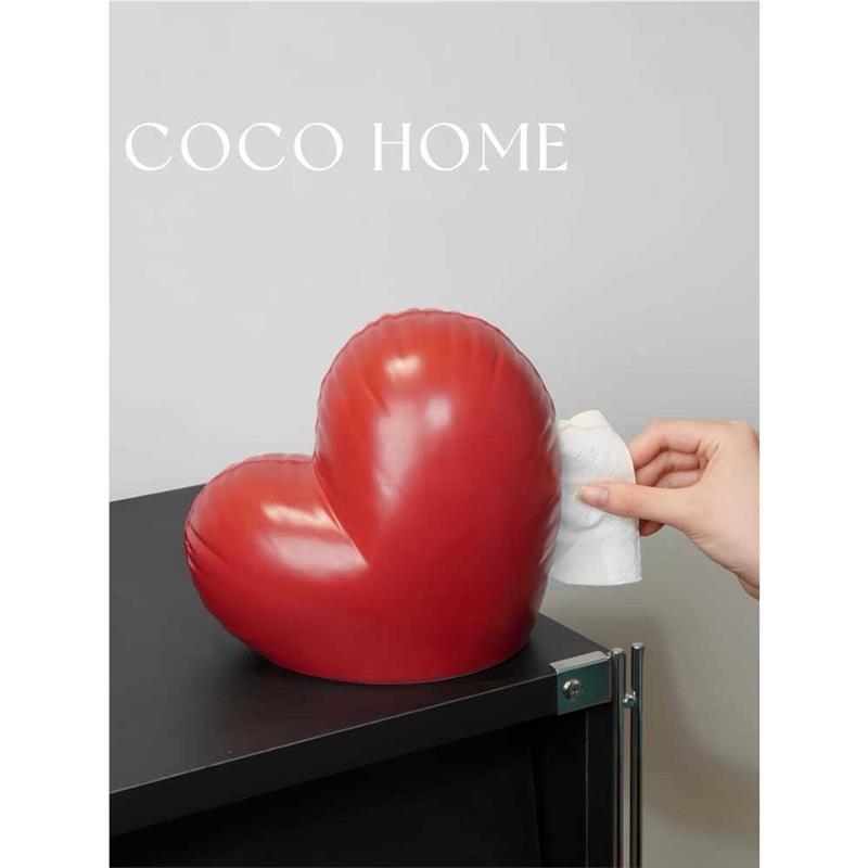 COCO 陶瓷爱心纸巾盒真褶皱客厅桌面餐巾盒家居房间装饰用品
