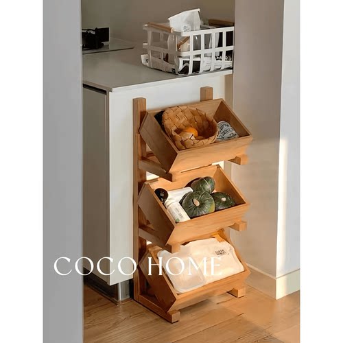 CO复古实木置物架多格收