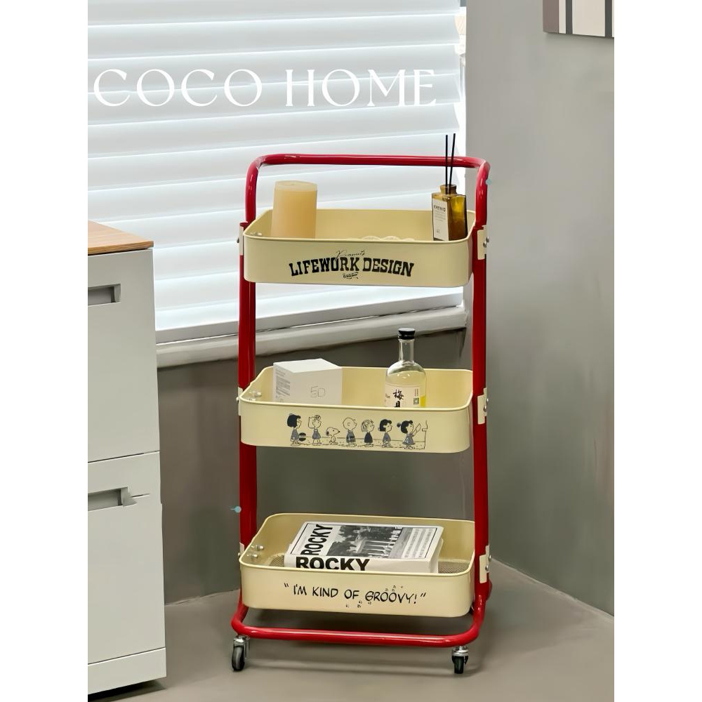 COCO 落地多层推车置物架厨房可移动新生儿储物架零食玩具收纳架