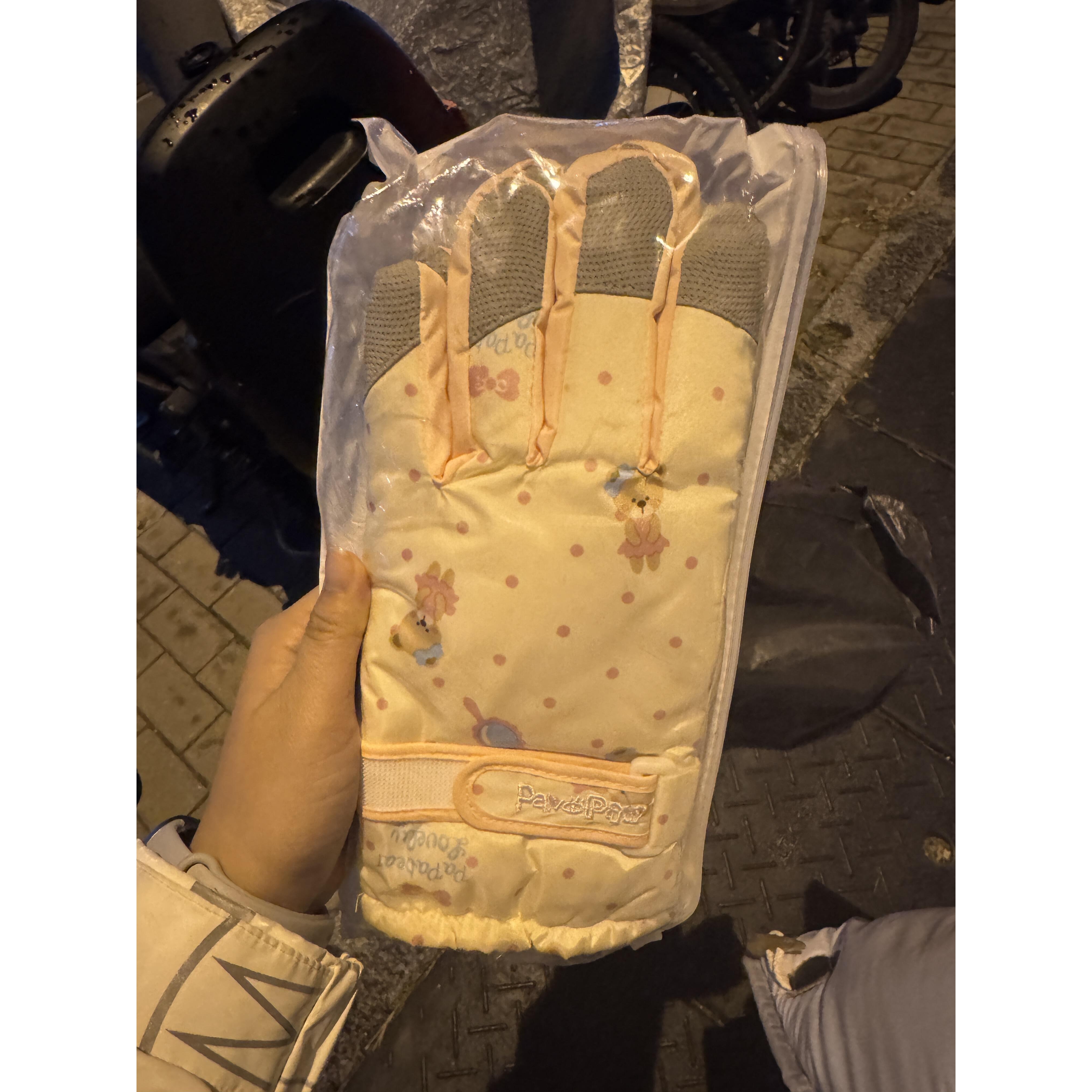 可爱小熊手套加绒加厚防风防水骑行保暖手套滑雪全掌触屏女士秋冬