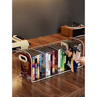 专辑展示架亚克力桌面分格cd碟片黑胶唱片磁带影碟光盘储存收纳盒