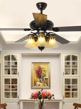 风灯美式复古风YSI灯扇灯餐厅卧室书房家用吊扇亚克力遥壁控家居