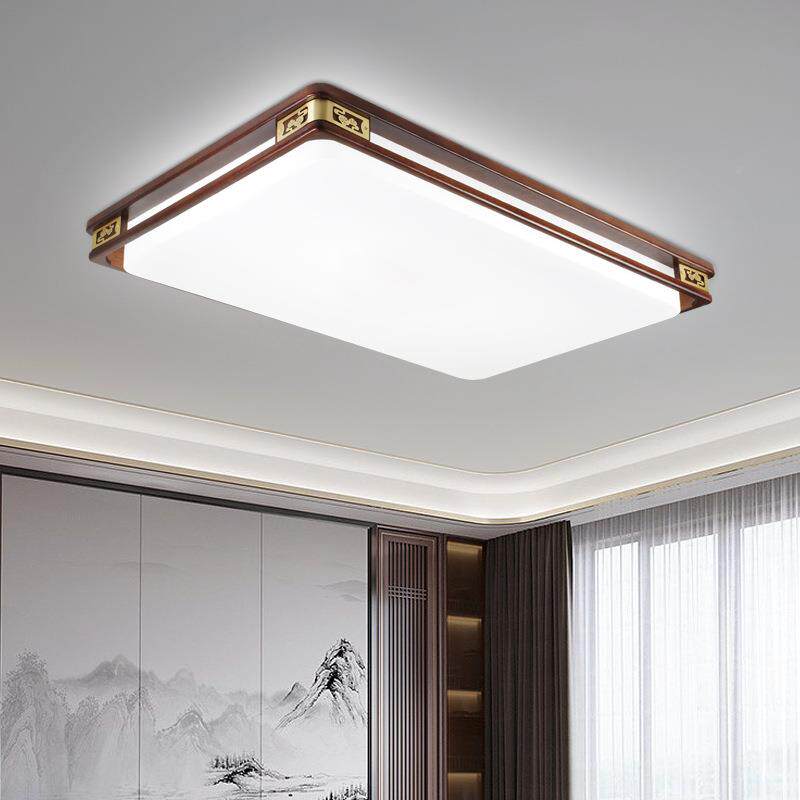 中式吸顶灯方全铜灯具实木中国风仿古典新中式客厅形卧室长TCV203