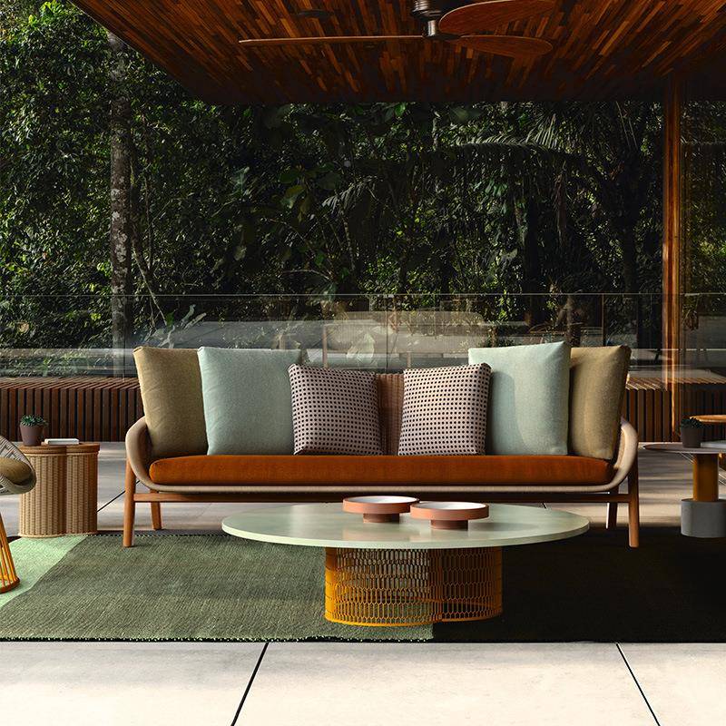 北欧户外沙院发庭别墅柚木藤沙发组合阳民宿台RKL花园编柚木户外