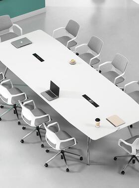 会议桌烤现漆FJ-128桌办公大型白色简约代职员拼接洽谈会桌议室工
