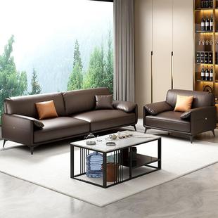 办室公沙发茶几组合222装 简约现代会客套商务接待洽谈轻奢真皮三