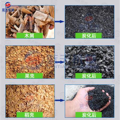 UDP和连炭续式酵稻壳棕榈壳化炉 连续式针叶树阔叶树发锯末碳化设
