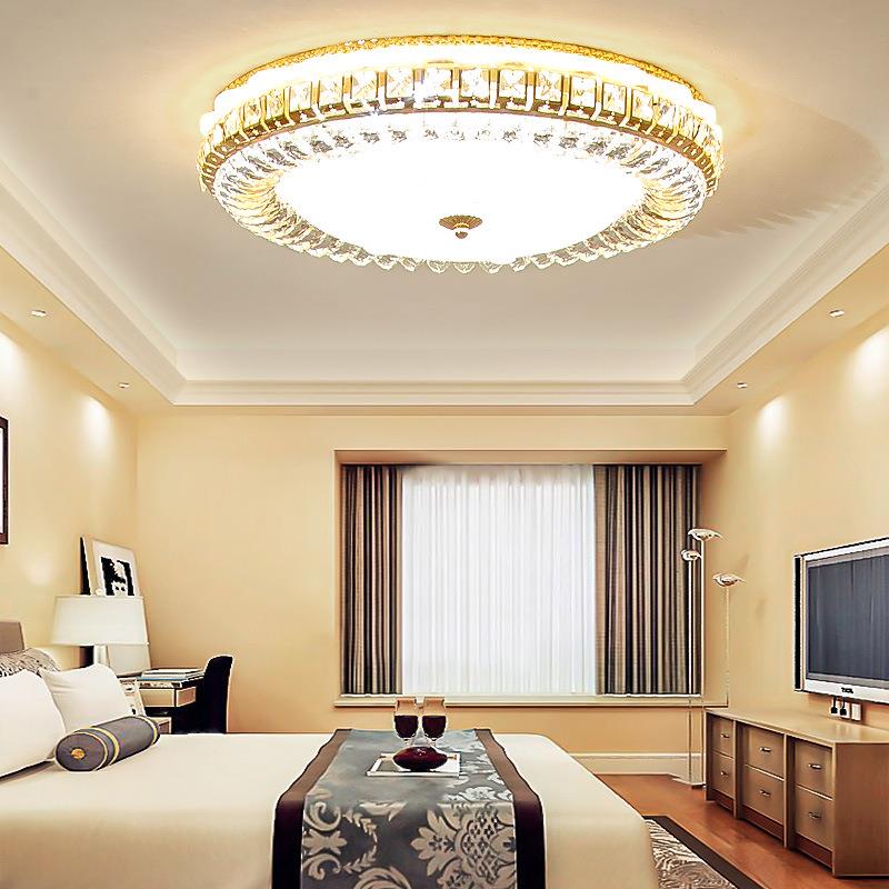 欧式水晶灯客厅灯顶圆形吸灯现代简约厅灯KHI大气馨温卧室创意灯