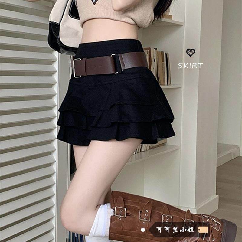 辣妹风蛋糕半身裙女夏季韩版新款时尚高腰显瘦黑色百搭A字短裙子,女装/女士精品,半身裙,淘宝优惠券,粉丝福利购,淘宝优惠卷