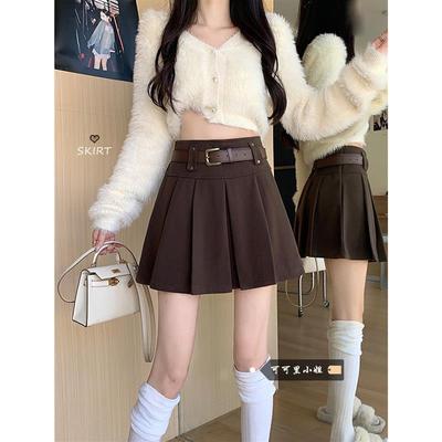 甜辣风美拉德高腰显瘦百褶半身裙女2025夏季新款韩系A字短裙子ins