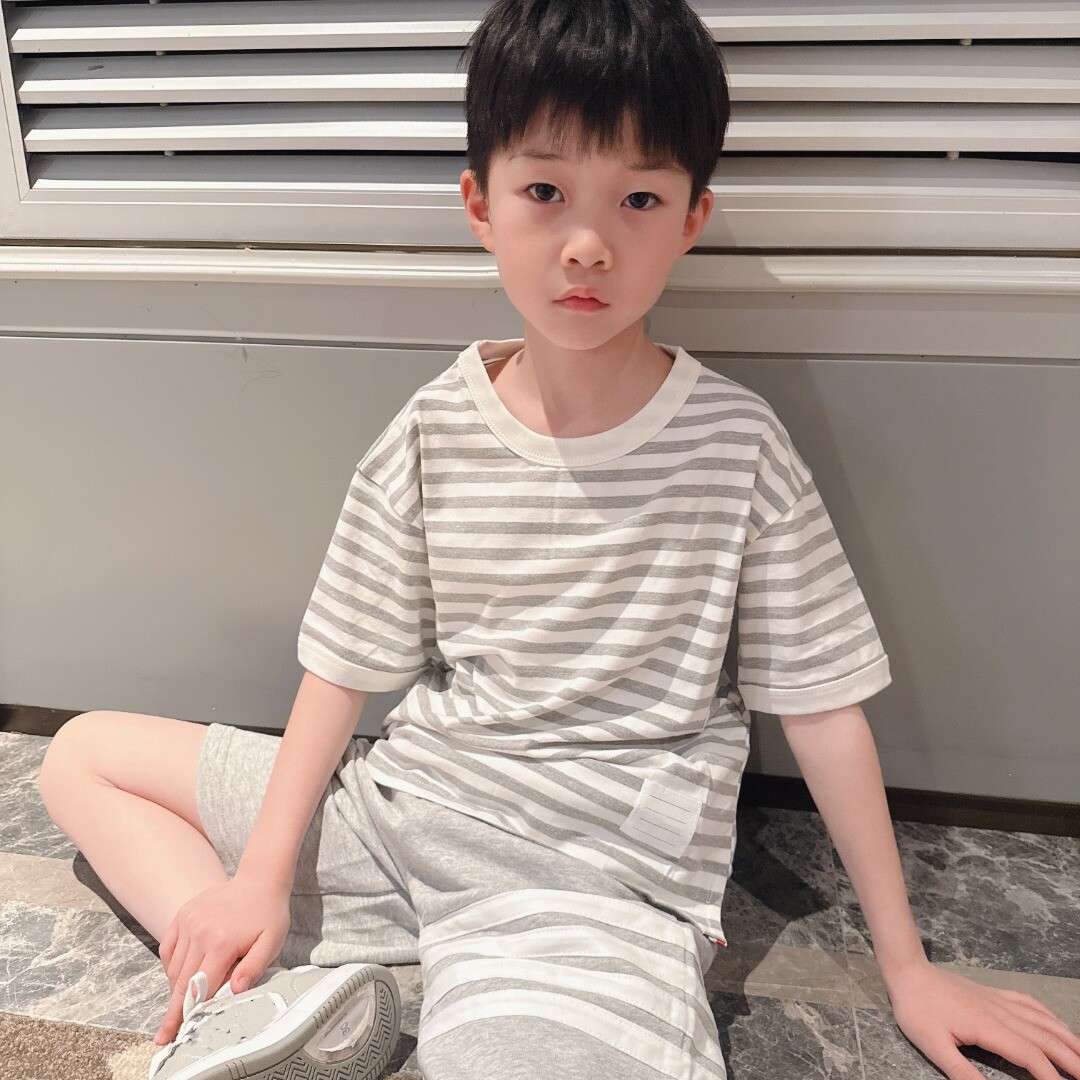 26夏季新品男女童宝宝条纹短袖T恤短裤套装薄款宽松家居服两件套