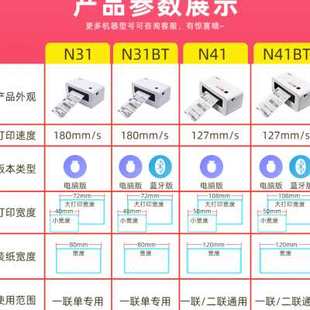 蓝牙热敏不干胶小电子面单打印机 汉印快递打印机N41 N31标签条码