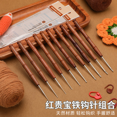 新款高品质红贵宝木柄铁钩针