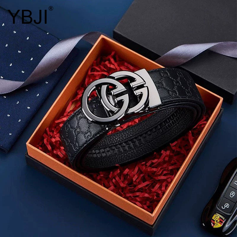 男士真皮皮带自动扣双G标志
