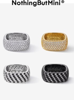 王嘉尔丨刘雨欣同款NBM满天星PAVE简约方形戒指女小众原创设计