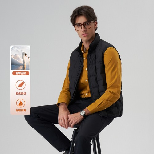 伦德马男士羽绒马甲保暖背心外套