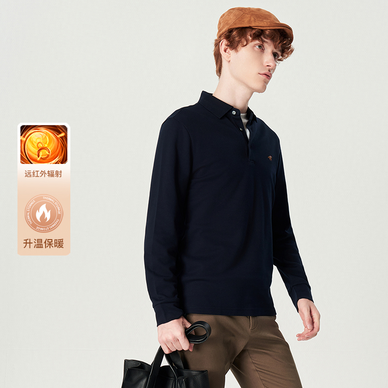 伦德马男士商务刺绣长袖POLO衫