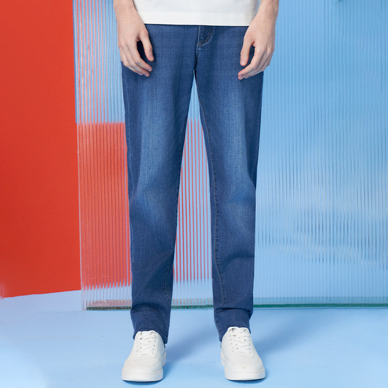 LONDA伦德马2025年春夏季新款男士牛仔裤子休闲修身直筒薄款弹力