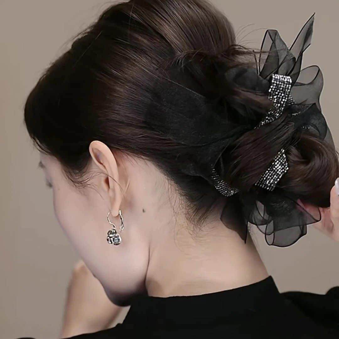 韩系高定蝴蝶结打显结圈女新款发发量绳蓬ZIZ松丸子头饰大肠飘带