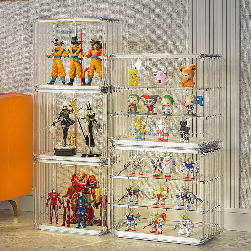 日本精工盲盒收纳展示架透明亚克力防尘泡泡玛特公仔包包手办