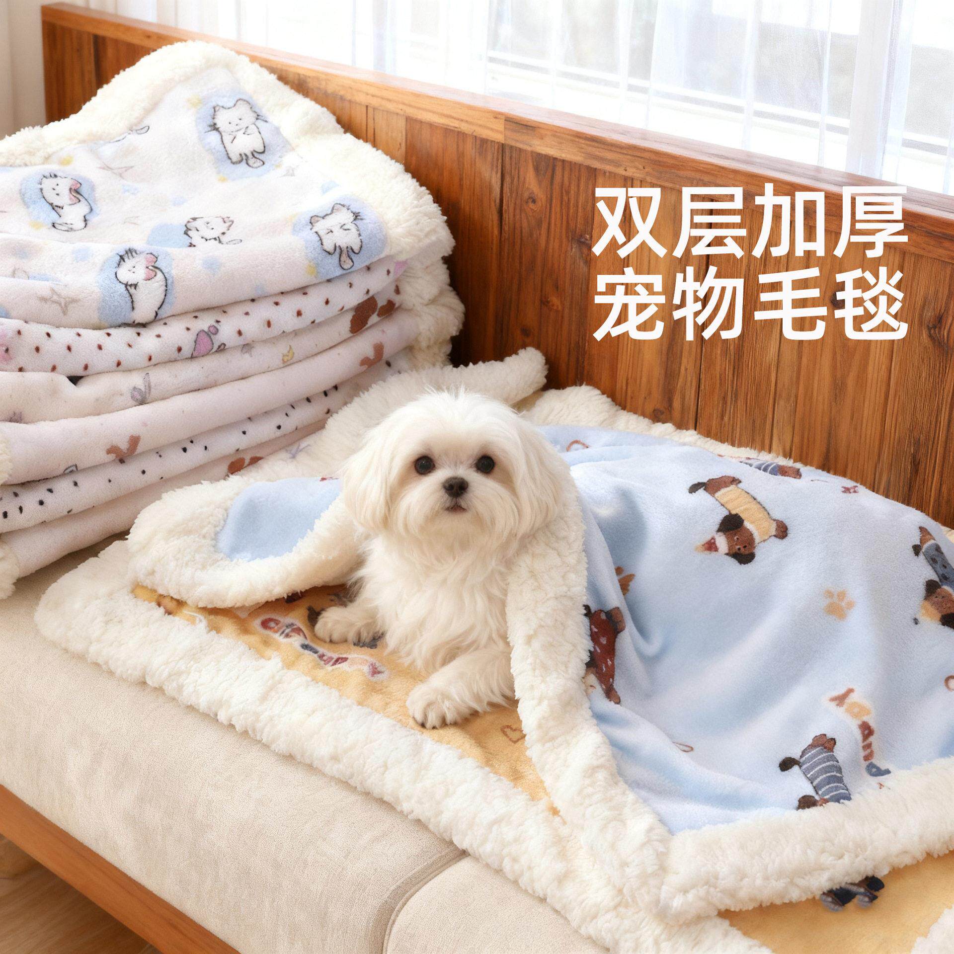马尔济斯专用小被子约克夏比熊小狗狗毯子毛毯狗窝垫秋冬季空调被