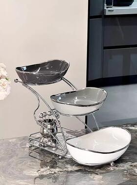 ricard德国水果盘现代客厅咖啡桌可及豪华陶瓷小吃盘三层干水果盘