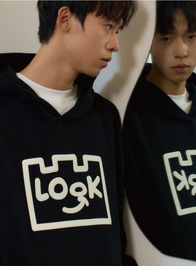 TGWALL「LOOK」发泡印花时尚情侣装潮流休闲套头上衣连帽卫衣男女