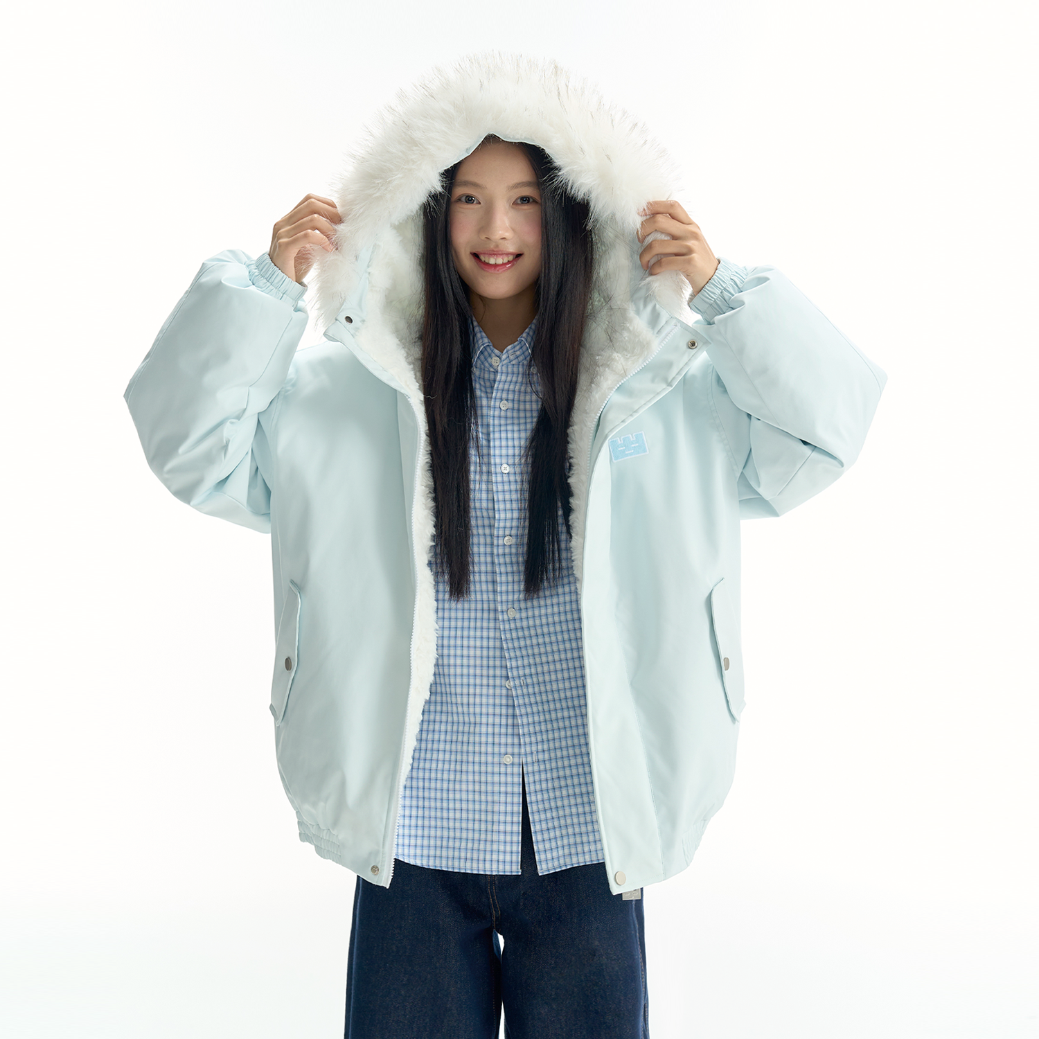 加厚大毛领派克棉服保暖宽松
