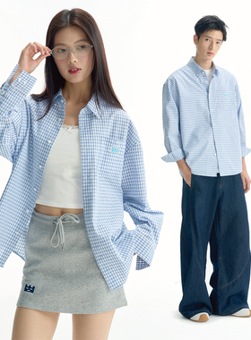 TGWALL「秋野记忆」格纹翻领衬衣秋百搭宽松休闲透气长袖衬衫男女