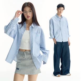 TGWALL「秋野记忆」格纹翻领衬衣秋百搭宽松休闲透气长袖衬衫男女