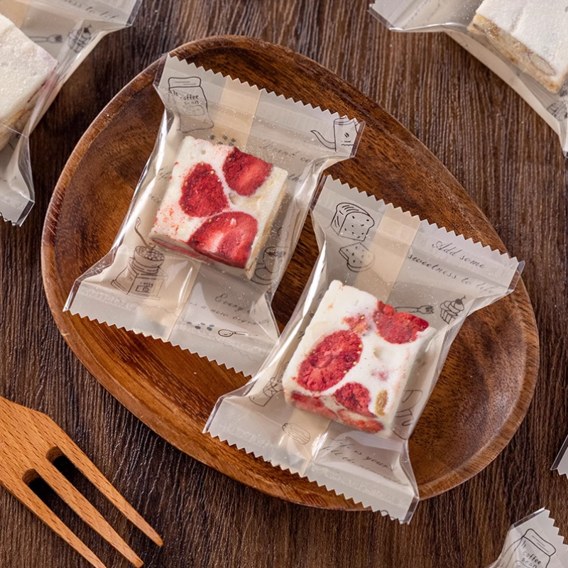 雪花酥包装袋奶枣牛轧饼袋蔓越莓食品级袋花茶磨砂机封袋自粘袋子