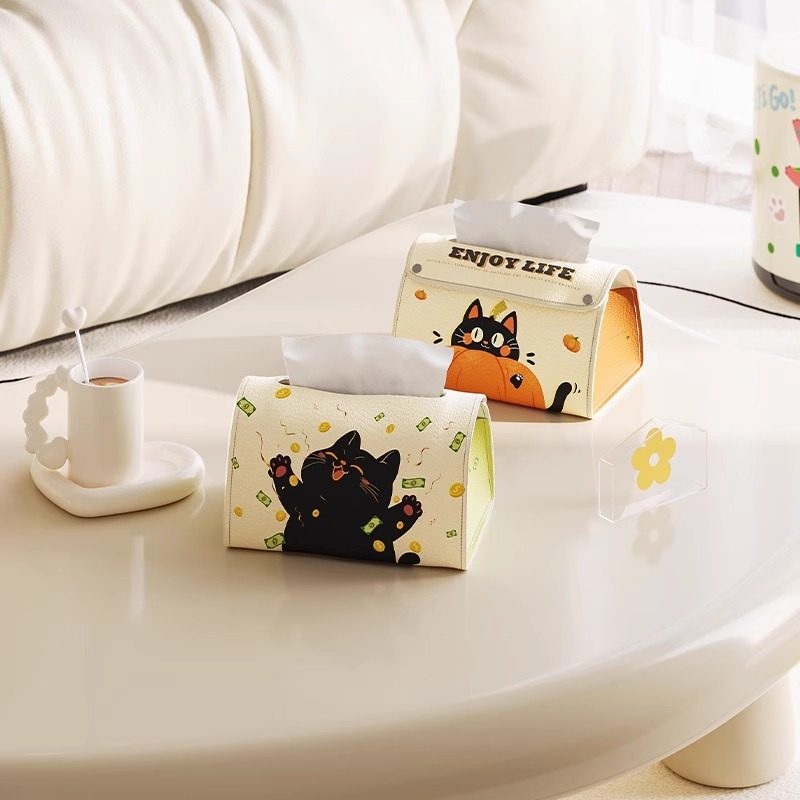 高颜值皮革猫咪纸巾盒客厅桌面纸抽盒壁挂式多功能创意收纳盒高档,收纳整理,纸巾盒,淘宝优惠券,粉丝福利购,淘宝优惠卷