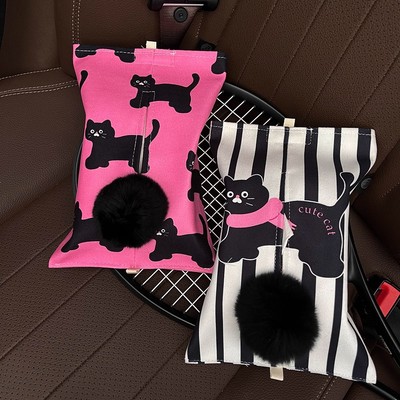 卡通猫咪汽车纸巾盒创意车载