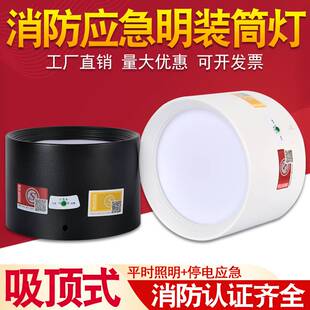 消防应急筒灯明装吸顶式免开孔34寸人体感应射灯照明停电应急筒灯