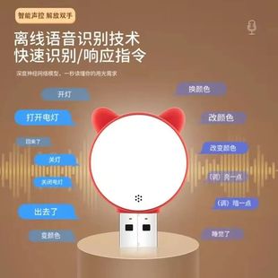 人工智能语音控制灯led小夜灯卧室家用七彩氛围灯USB声控灯感应