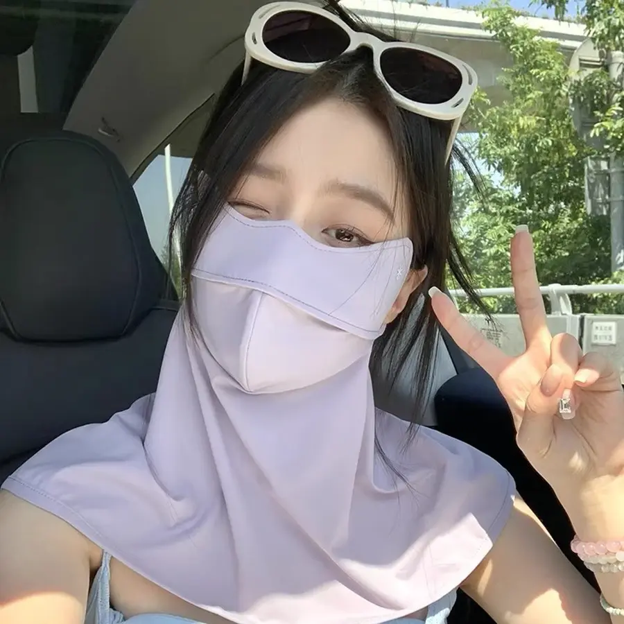 夏季立体护颈防晒面罩女遮阳防紫外线脸基尼开车脸罩冰丝全脸口罩