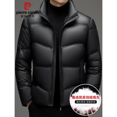 皮尔卡丹高端男士黑金款羽绒服短款冬季极寒800蓬厚款白鸭绒外套
