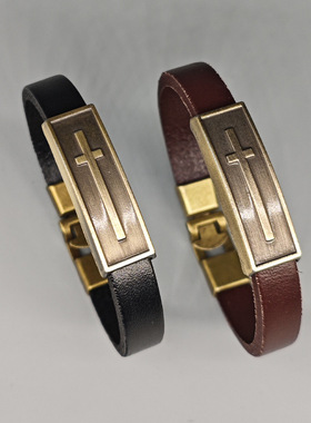 十字架小众设计手链男学生简约个性素圈冷淡风新中式欧美平价手环